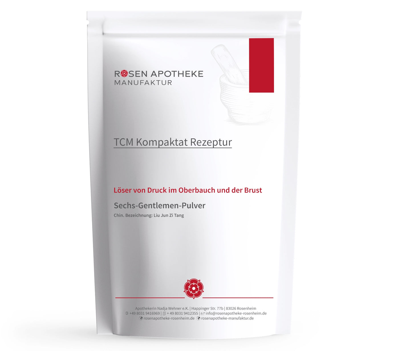 Eine Tüte Rosen Apotheke Manufaktur Löser von Druck im Oberbauch und der Brust.
